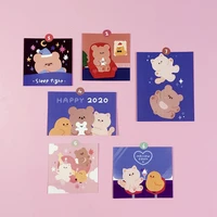 2020 cute fudge bear card sticker ins style postcard cartoon bedroom wall decoration sticker funny children stationery gift