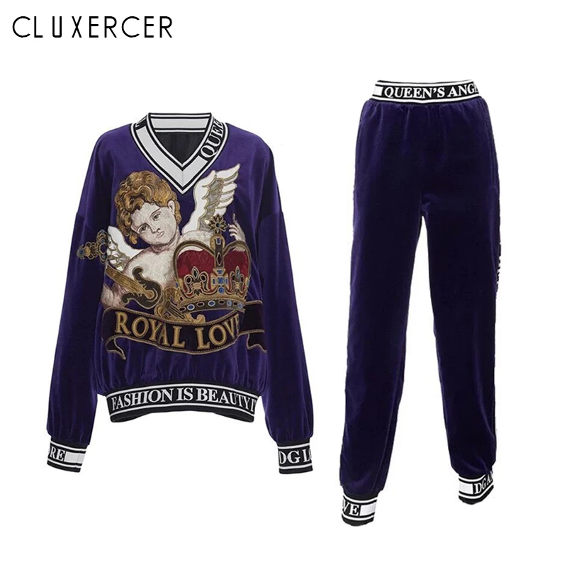 Женский бархатный комплект из двух предметов толстовка с v-образным вырезом и