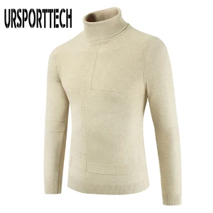 Мужская водолазка с высоким воротником, с двойным воротником