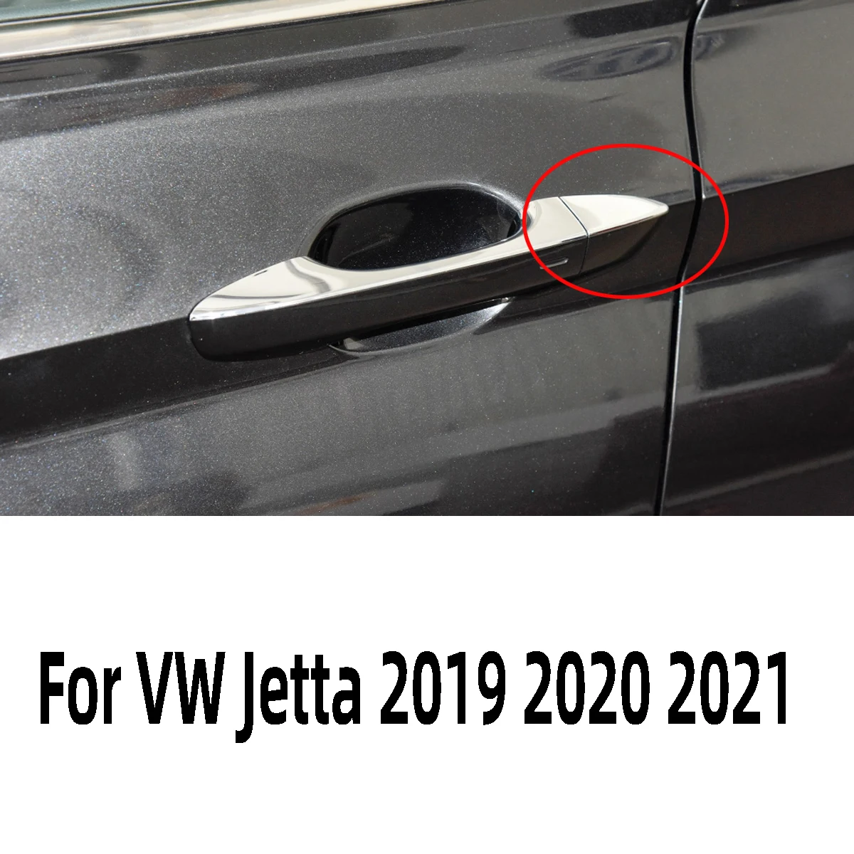 

For VW Jetta 2019-2021 New Black Front Left Door Handle Cover Cylinder Cap with Chrome 17G837879B 17G 837 879 B Car Accessories