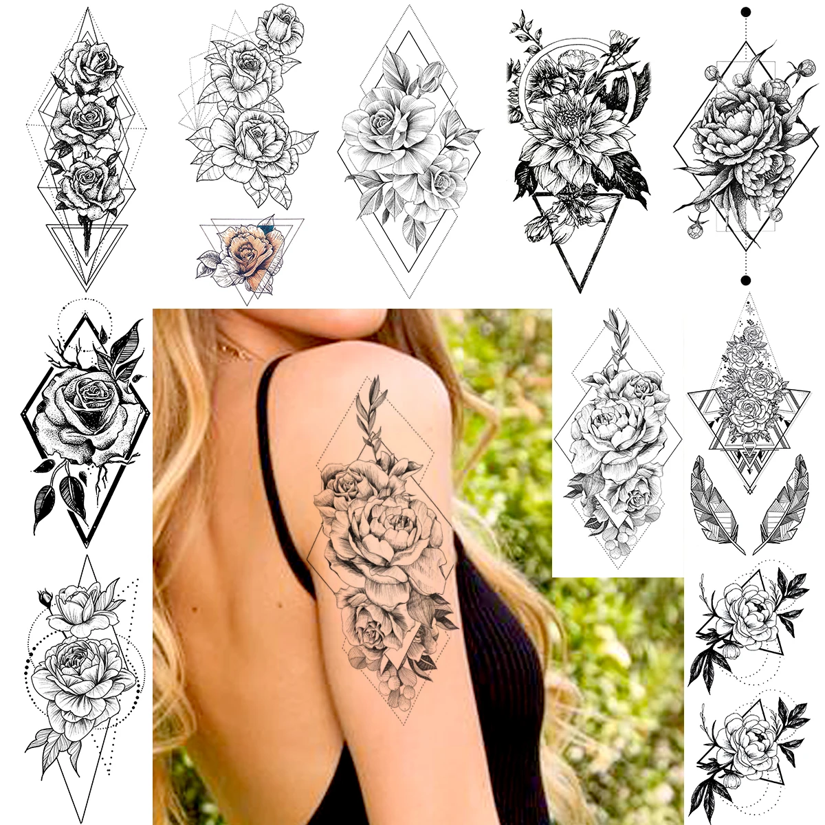 Алмазные бриллианты на кожу временные хризантемы тату цветок руку наклейка для