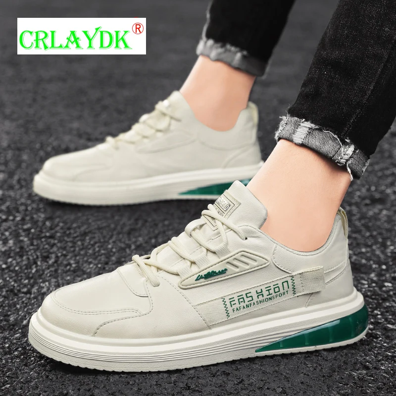 

CRLAYDK Men's Casual Leather Shoes Air Cushion Sports Walking Skateboard Sneakers Soft Outdoor Running Tennis for Students Boys