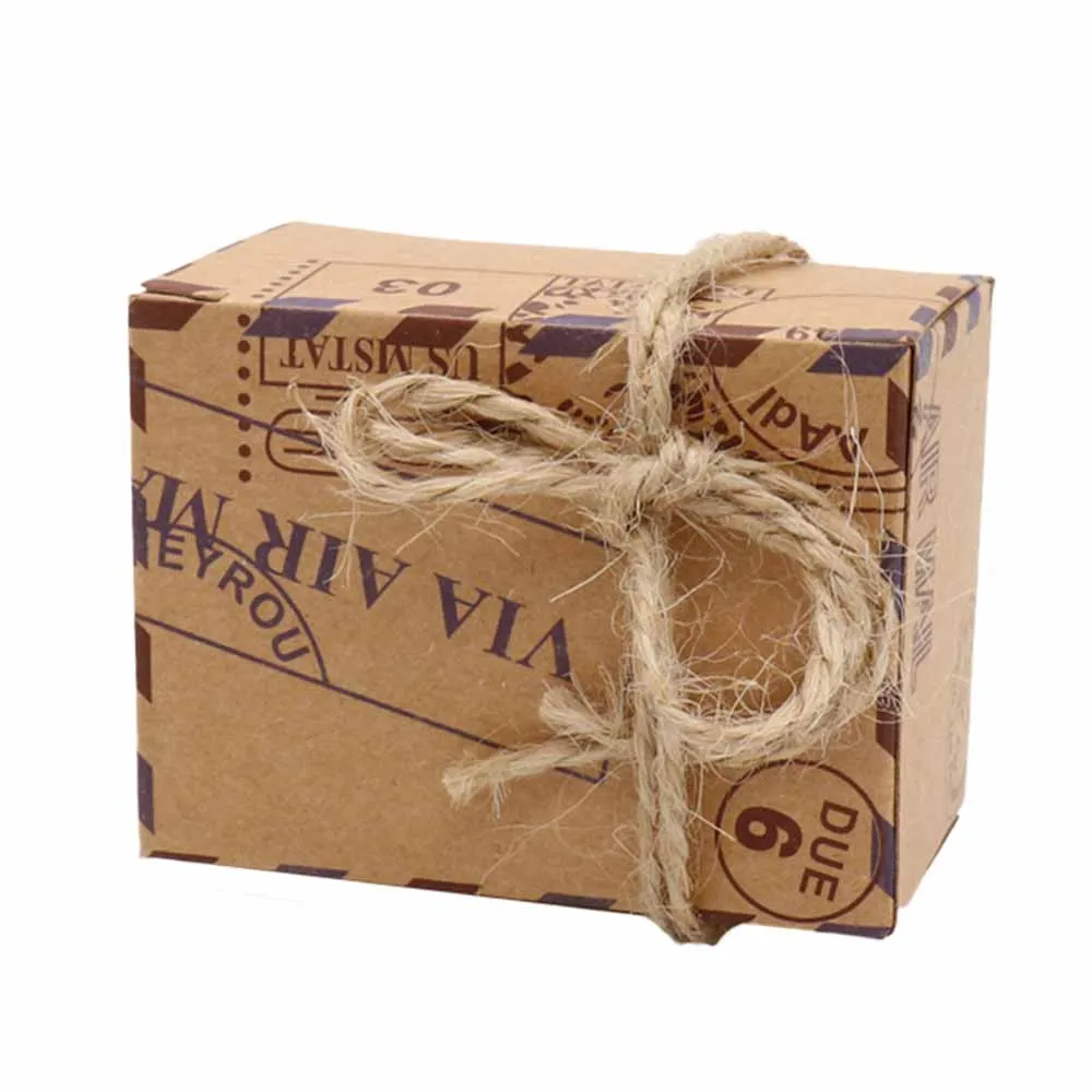 none pendant 50pcs Stamp Design Gift Box Candy Box Packaging Kraft for Wedding Birthday Christmas Party Decorations - Цвет: none pendant
