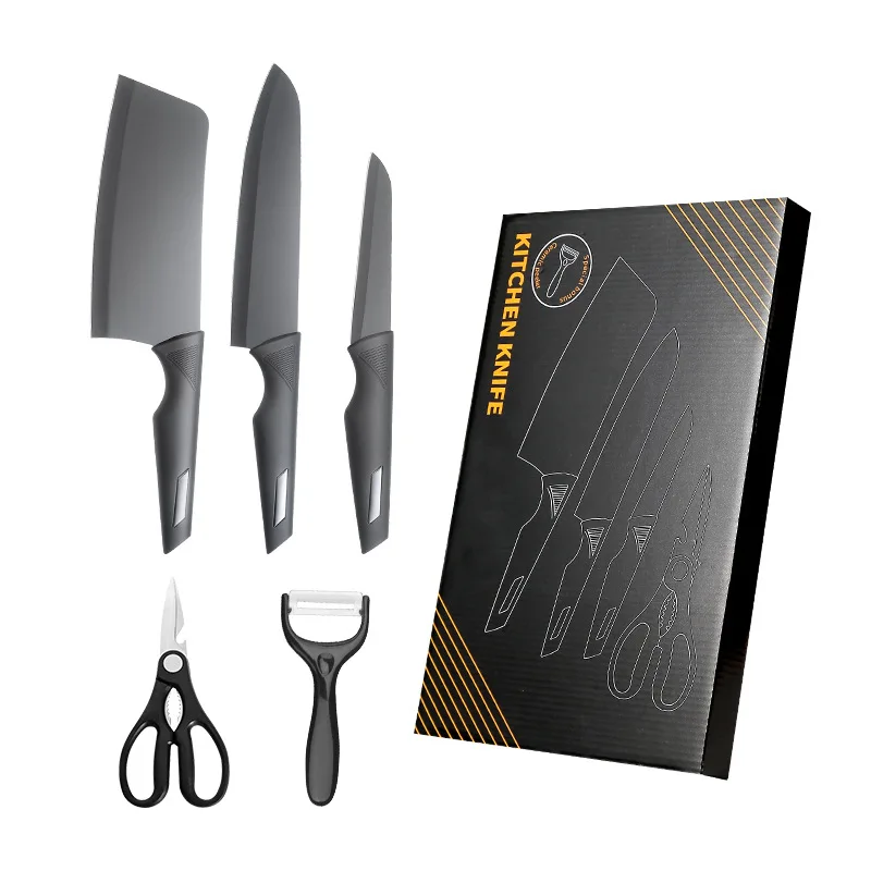 

Stainless Steel 5pcs Kitchen Knife Set Chef Knife Kitchen Scissors Utility Knife Slicing Paring Fruit Knife Cooking Tools