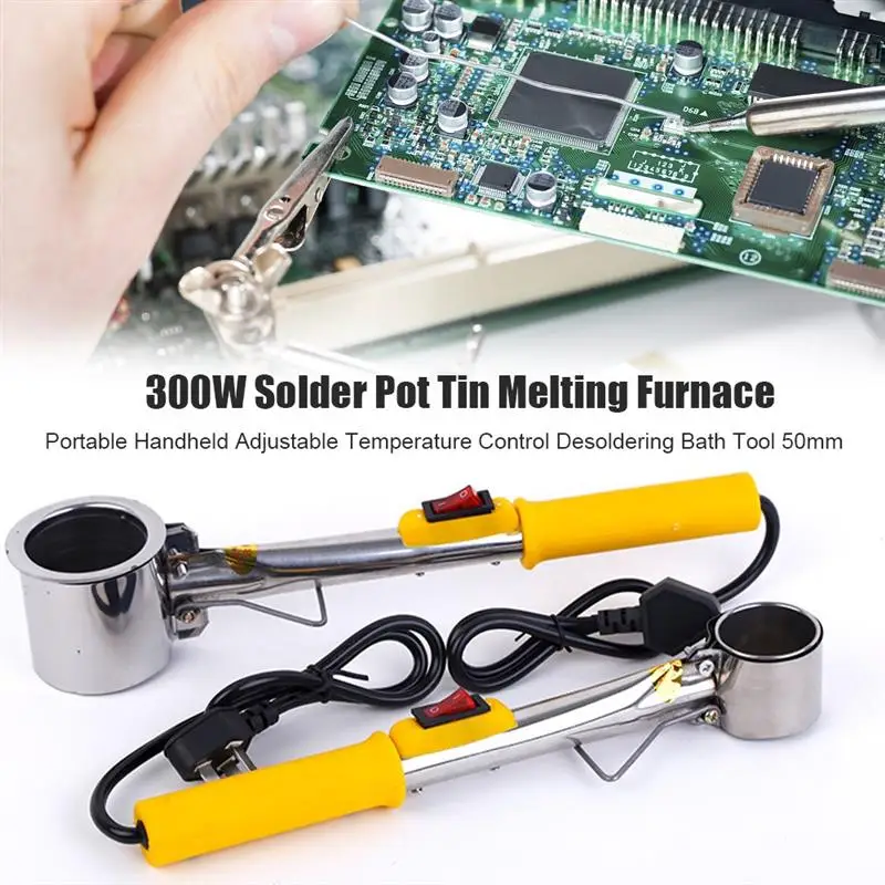 

300W Solder Pot 50mm 38mm Portable Solder Pot Tin Melting Furnace Handheld Adjustable Temperature Control Desoldering Bath Tools