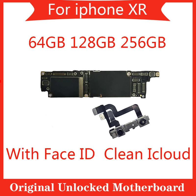 

100% Original unlocked motherboard for iphone XR 64GB 128GB 256GB for iphone XR clean icloud mainboard with/without face ID