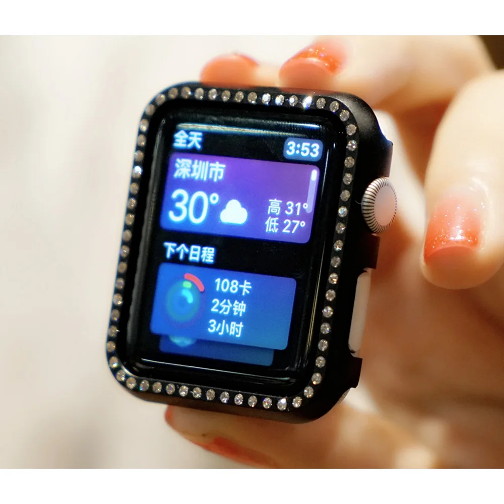 Крышка для Apple watch чехол 44 мм 40 iWatch версия 3 42 38 Чехол бампер с алмазами Защитная