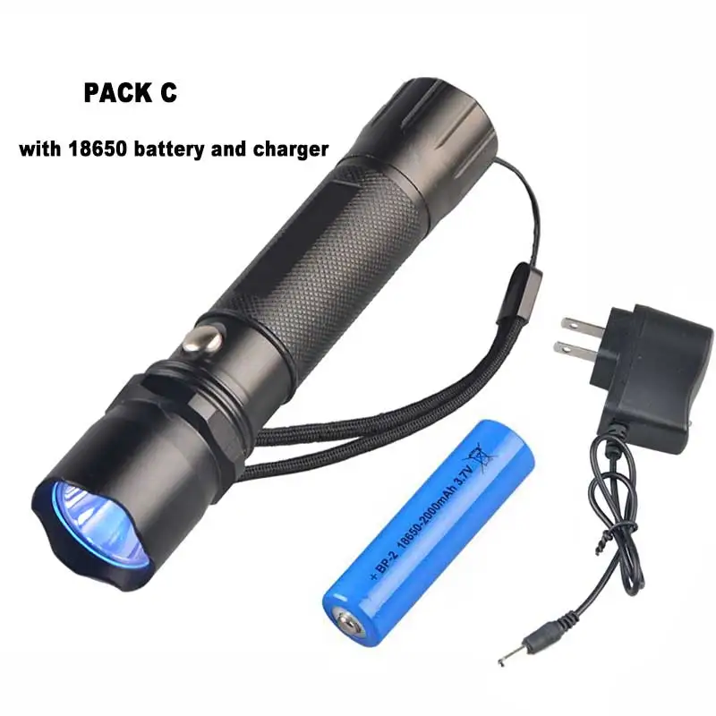 with AC charger TMWT 5 w Мощный ультрафиолетового черный свет факел Аккумуляторная 365 led фиолетовый свет 365nm УФ-фонарик - Испускаемый цвет: with AC charger
