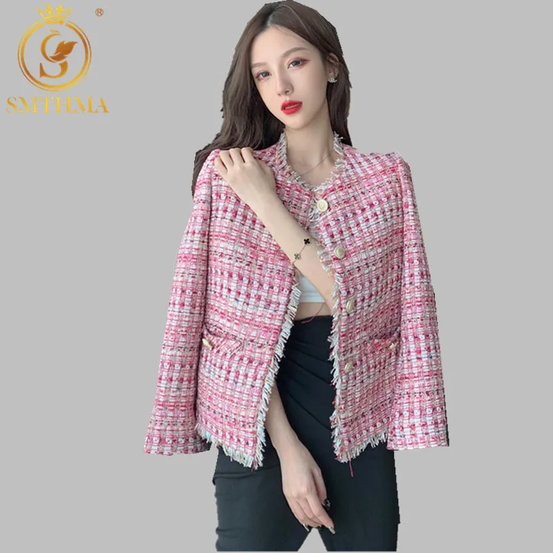 Женская Очень красивое розовое твидовое короткое пальто с небольшим ароматом