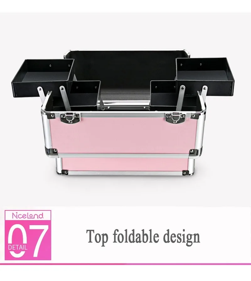 New Women Trolley Cosmetic Bags on Wheel Nails Makeup Toolbox Detachable Foldable Beauty Box Travel Bag Rolling Luggage Suitcase | Багаж и