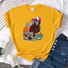 Модная женская одежда с принтом обезьяны из мультфильма, модная повседневная футболка оверсайз, летняя спортивная футболка, футболка, топы с круглым вырезом из мультфильма