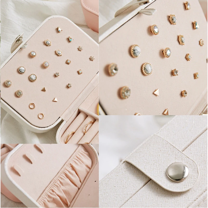 Искусственная кожа бархат коробка для хранения ювелирных изделий серьги