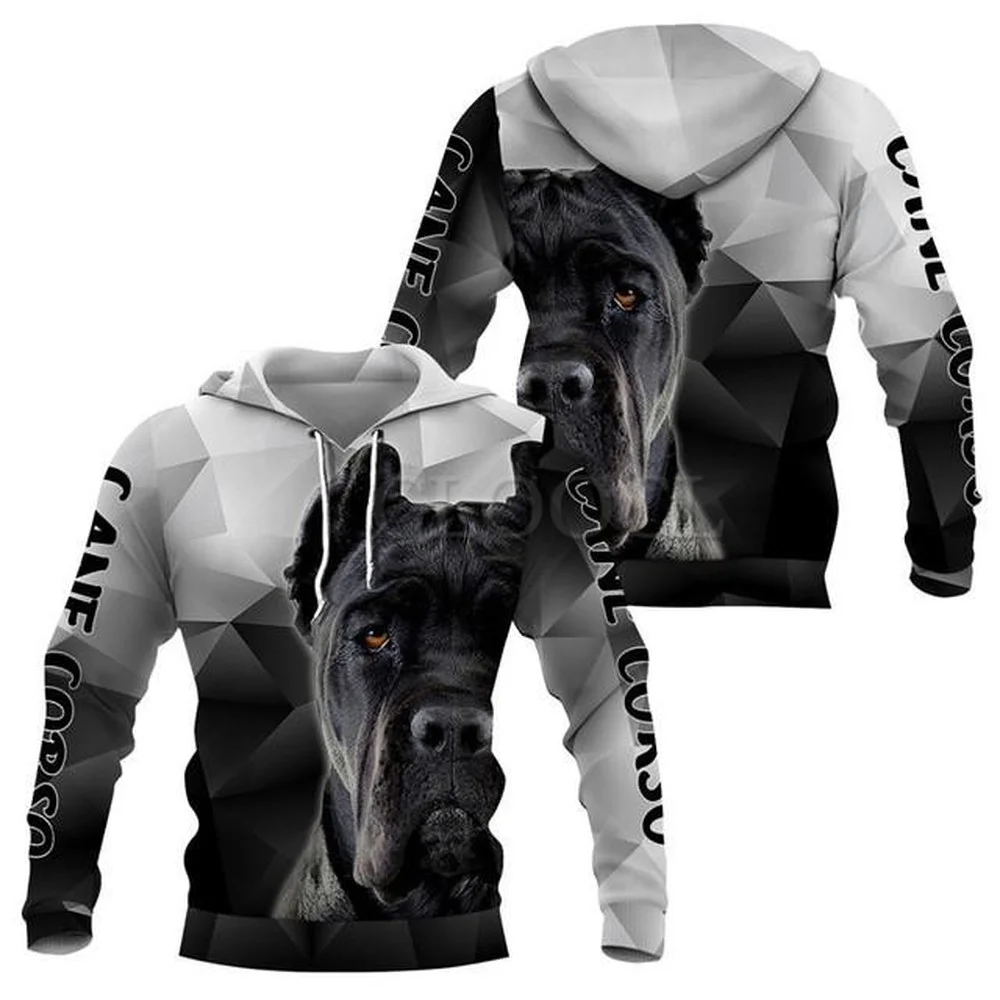 

CLOOCL Animals Hoodies 3D Graphic Half Face Cane Corso Hoodie Animal Dog Pocket Casual Pullovers Fashion Streetwear Men Clothing