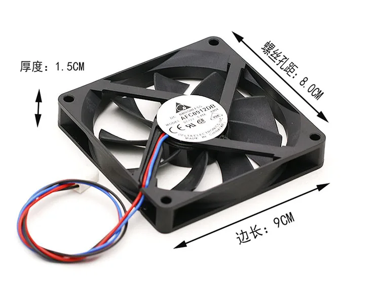 Delta Electronics AFC0912DB 6B08 DC 12V 0.45A Размеры: 90x90x15 мм 3 провода Сервер вентилятор