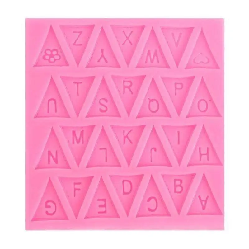 

3D DIY Chocolate Flag Bunting Trays Cake Mold Kitchen Alphabet Tools Decorating Letter Silicone Trays Fondant Bakeware Cake F8V4