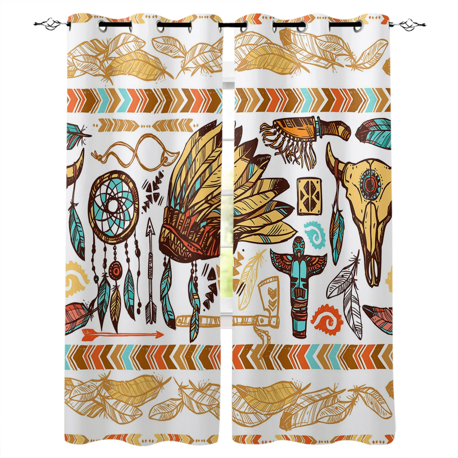 Этническая индийская Ретро шапка с перьями современные оконные занавески для