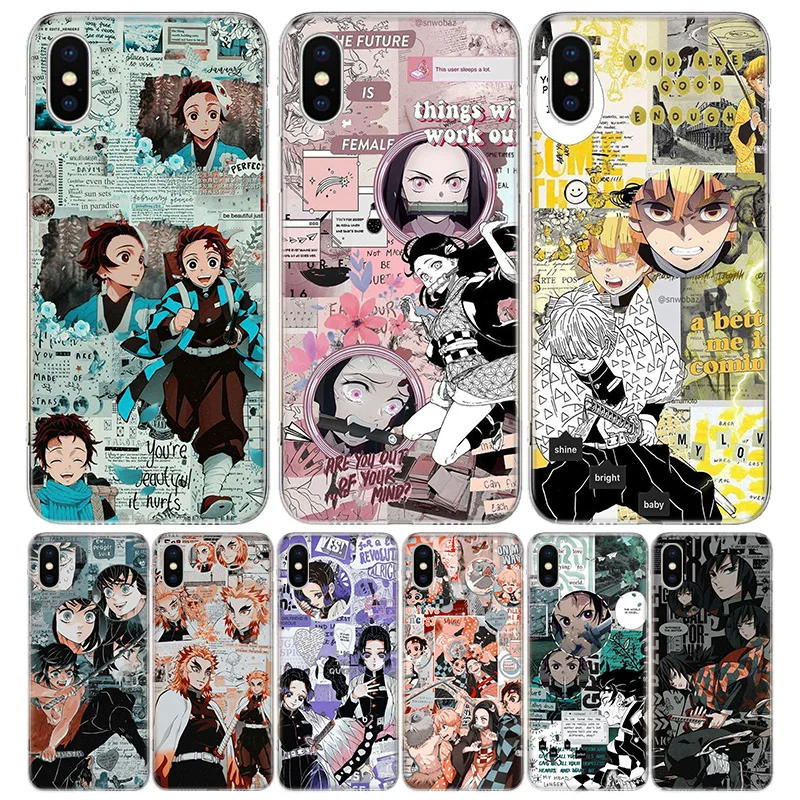 Kimetsu No Yaiba Demon Slayer аниме чехол для телефона Iphone 11 12 Mini Pro 7 6X8 6S Plus XS MAX + XR 5S SE 10 9 Art TPU
