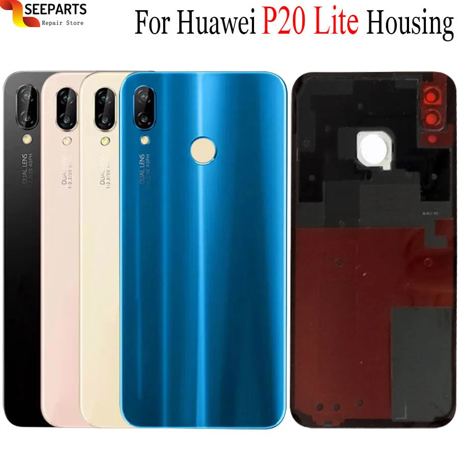 Задняя крышка батарейного отсека для Huawei Nova 3e стекло P20 Lite с объективом камеры
