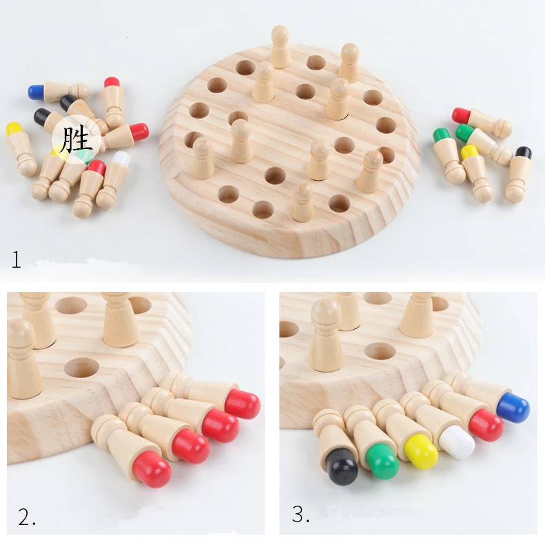 Детская деревянная память матч клюшка шахматы игра весело блок настольная