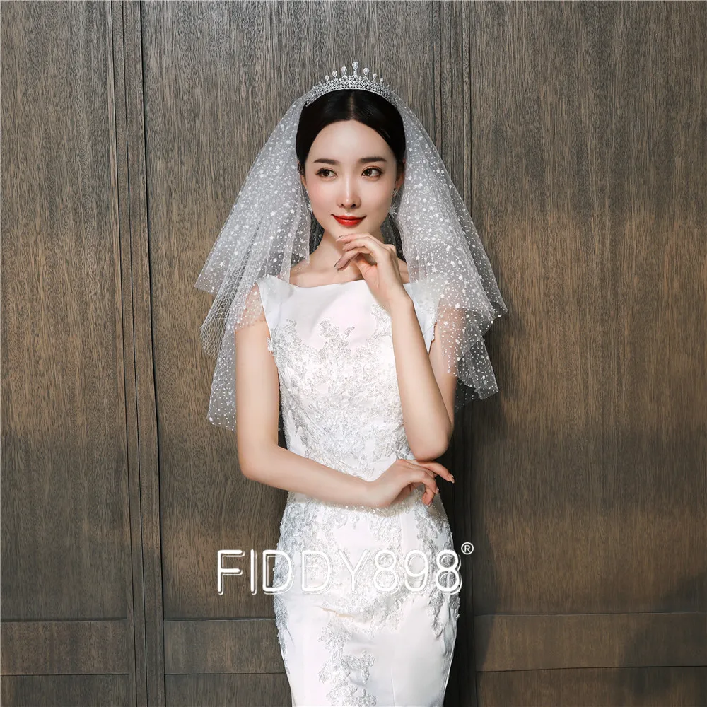 Фата свадебная короткая с гребнем 2 слоя 2020 тюля |