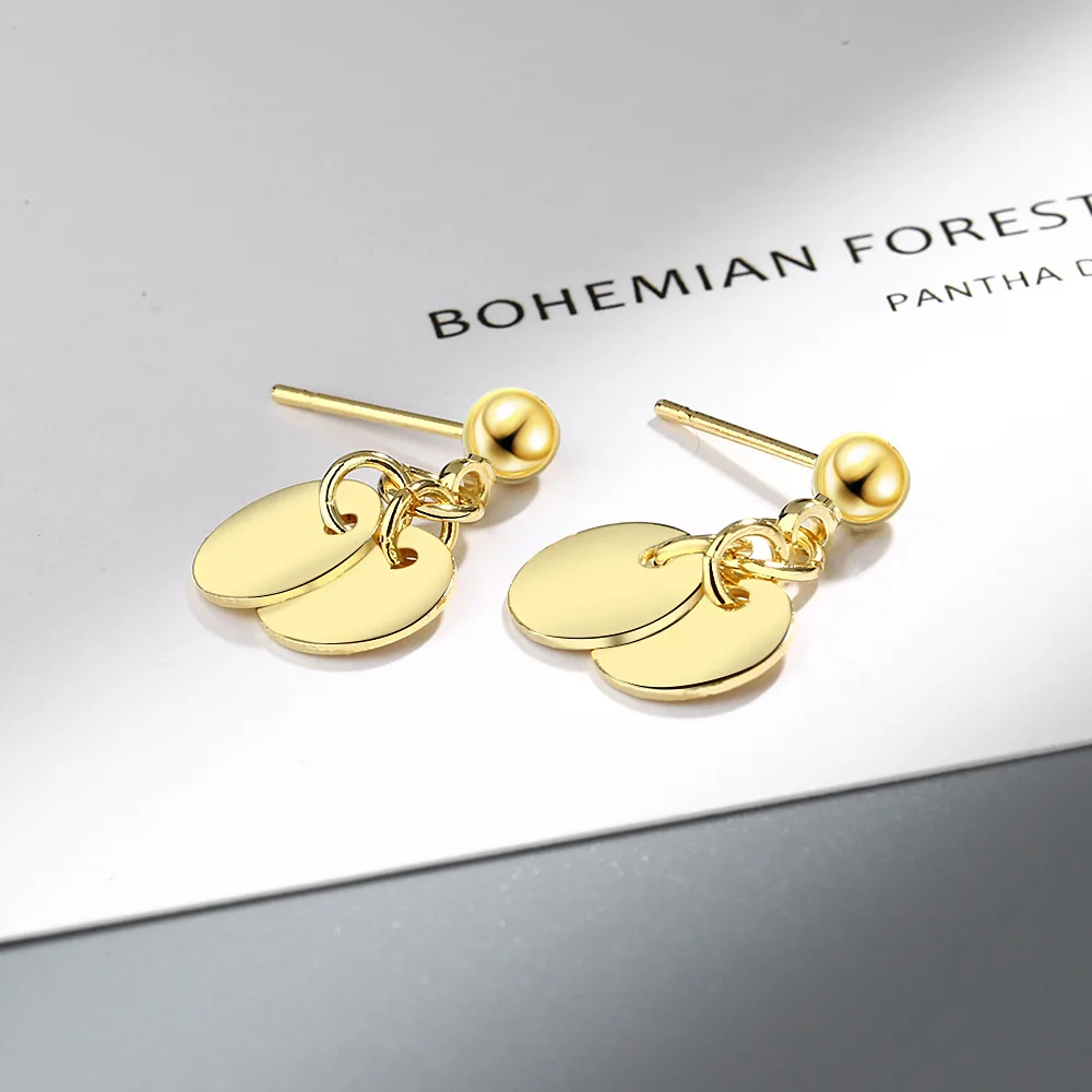 Личность Золотой Круглый диск 925 пробы серебряная серьга геометрической формы