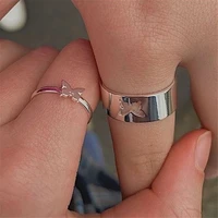 creative hollow out butterfly alloy ring set 2 pieces adjustable size funny design punk personalized fashion couple rings