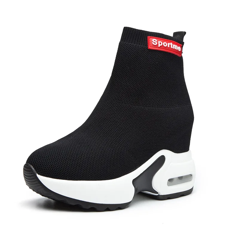 Сапоги носки вязаные сапоги на танкетке модная обувь высоком каблуке коллекция