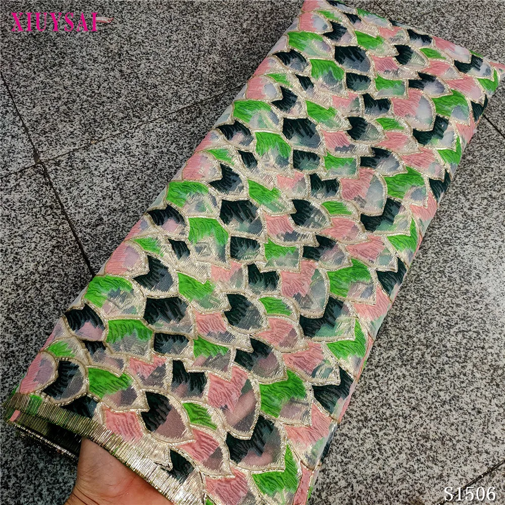 

New Arrival Jacquard Lace Brocade Fabric Lace African Fabrics Nigerian Tulle Mesh Lace for Bridal Brocade Lace Dress P1506
