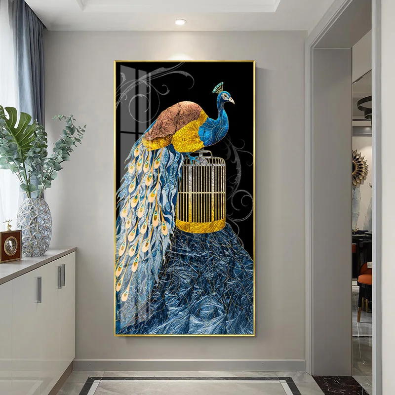 

Beautiful and Elegant Peacock Poster Wall Art Pictures Print Canvas Paintings for Porch Living Room Modern Home Entrance Decor