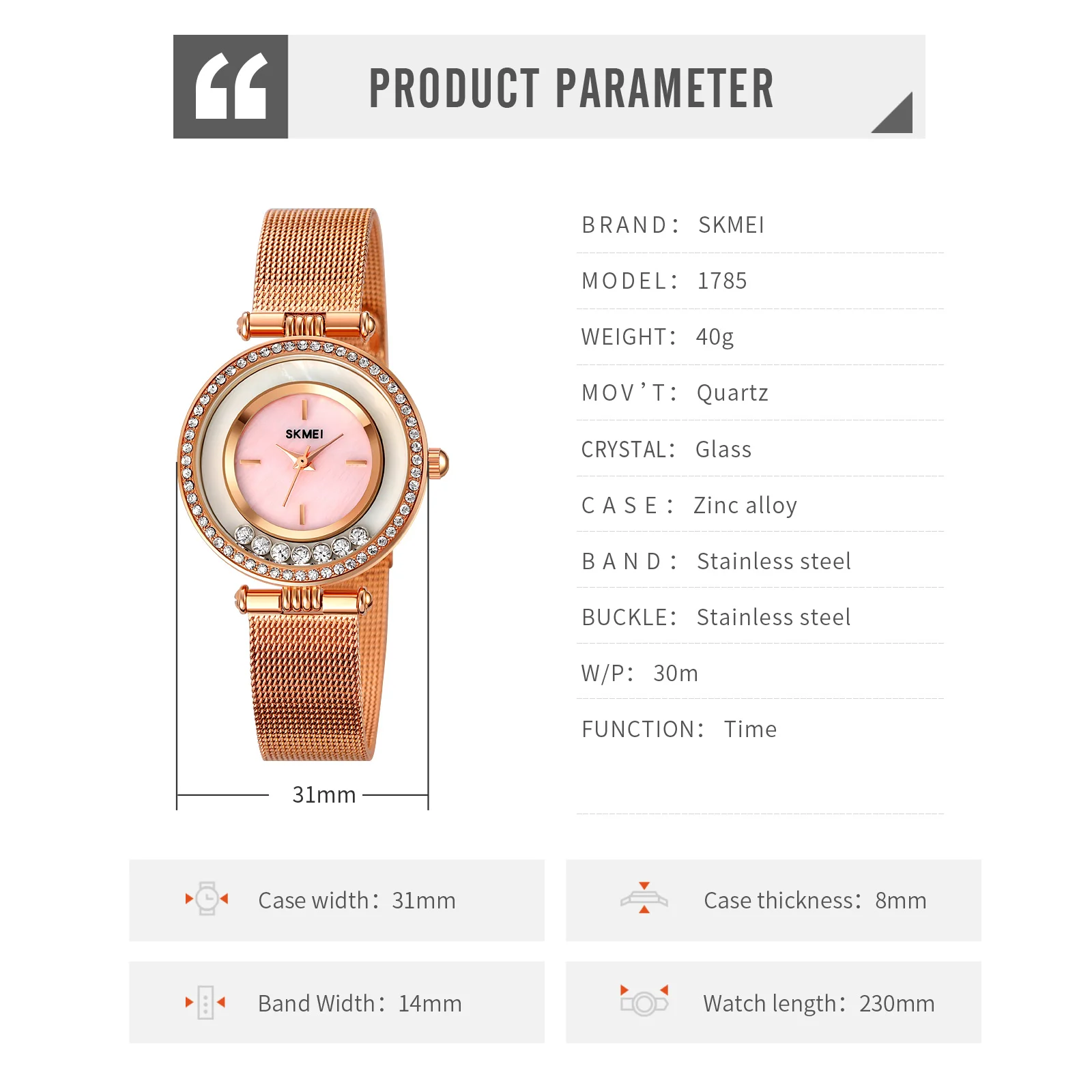 

SKMEI Top Brand Luxury Rhinestone Ladies Watch Quartz Fashion Wrist Watch reloj mujer Relogio Feminino Womens Watches Clock 1785