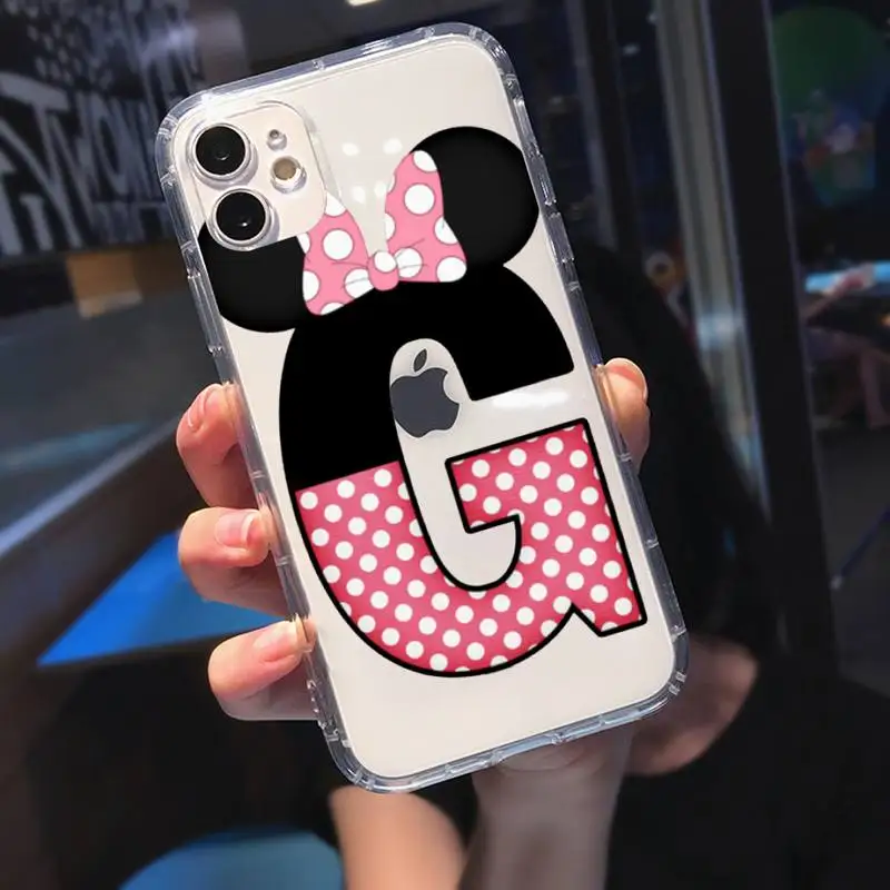 

Cartoon Mouse Bow 26 Letters DIY Printing Phone Cases Transparent Case For Iphone 6 6s 7 8 Plus XR X XS 11 12 Pro Max