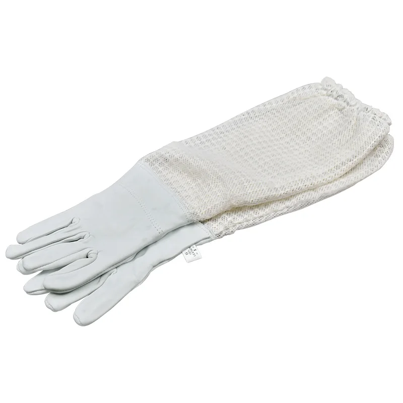 

Beekeeping Gloves Protective Sleeves Ventilated white sheepskin canvas stitching white cloth Prevent beekeeping tools