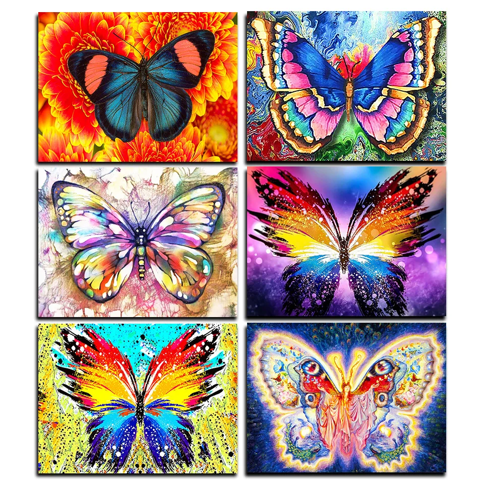 

Цветная Бабочка квадратная/круглая цветочная картина из страз «сделай сам» животное Алмазная вышивка крестиком Крылья Стразы Вышивка