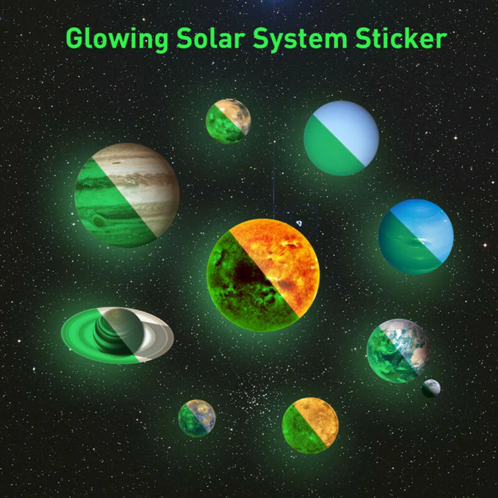 Mural Wall Stickers PVC Mouldproof Glow In The Dark Solar System Decal