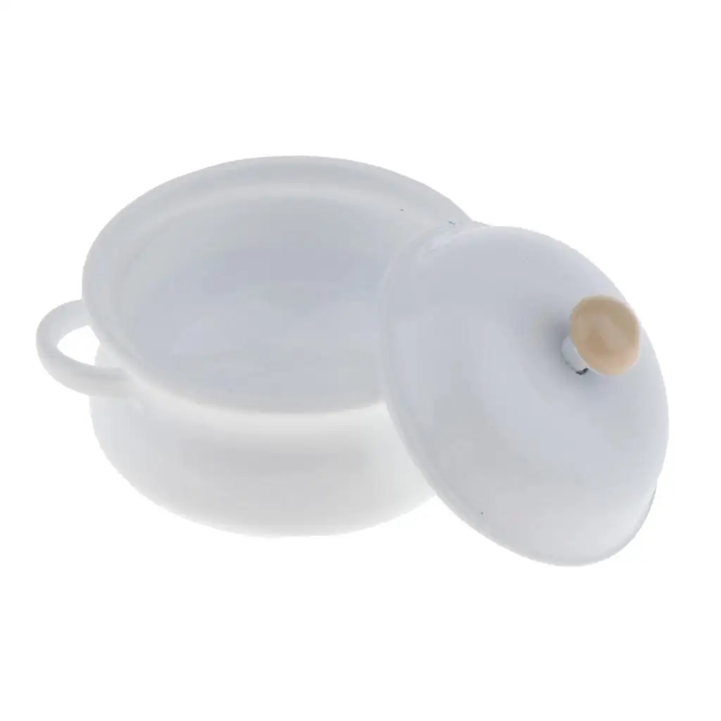 

1Pcs 1/12 Dollhouse Miniature Accessories White Mini Soup Pot Simulation Kitchenware Model Toys for Doll House Decor