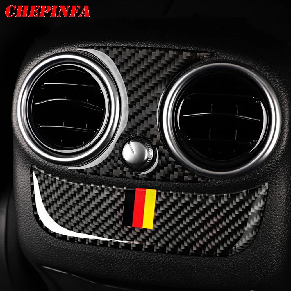 

Carbon Fiber Car Rear Air Conditioning Outlet Trim Sticker Frame Cover Decor For Mercedes Benz C Class W205 C180 C200 GLC
