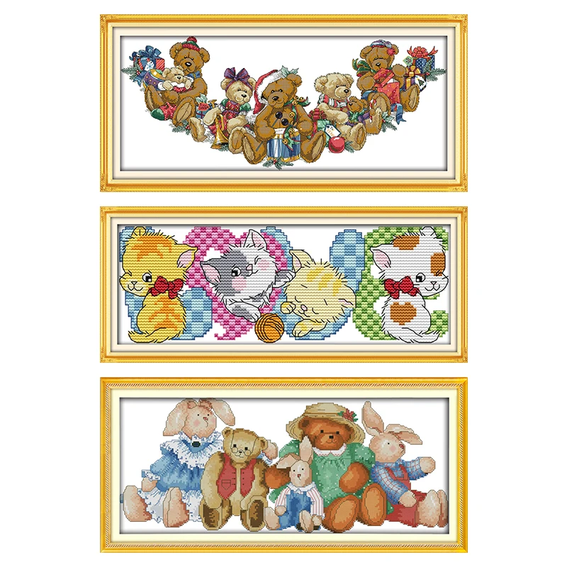 Набор для вышивки крестиком Joy Saunday 14 карат рождественские медведи хлопковая нить