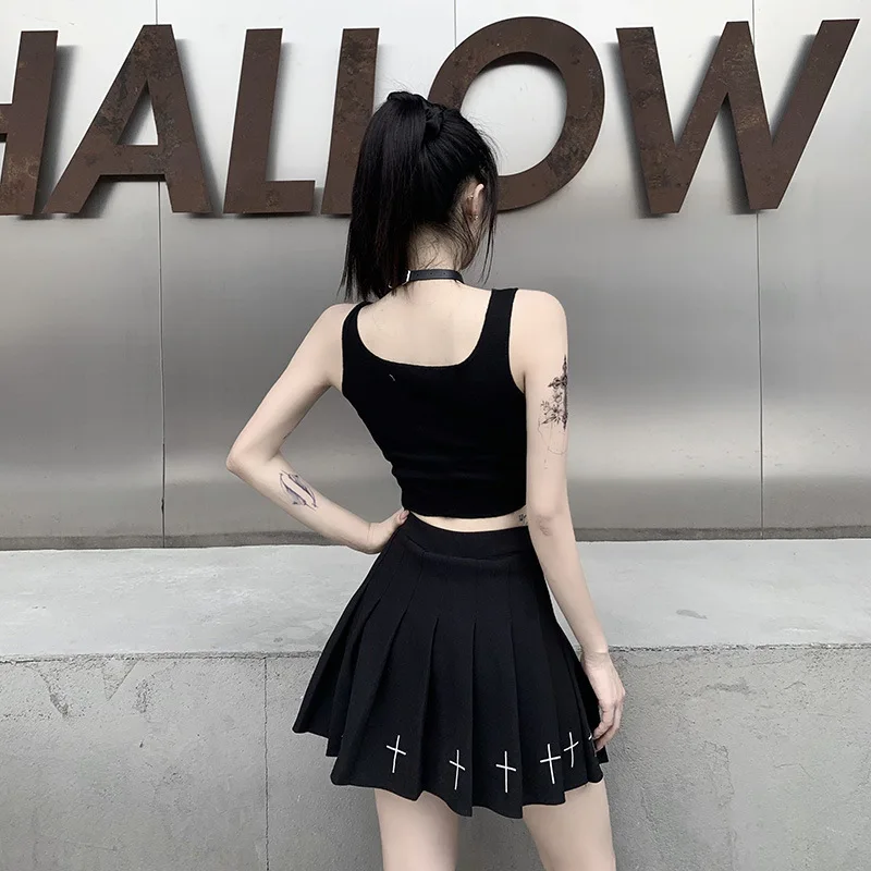 

Women's personality stitching contrast print top tank top women crop top