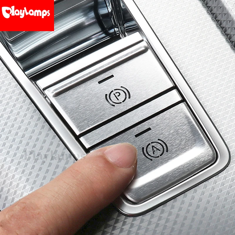 

Car Styling Central Handbrake Auto H Buttons Decorative panel Covers Stickers Trim For Audi a6 2019 Interior Accessories