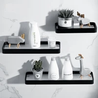 Tuqiu Bathroom Shelf Glass Shelf Square 20-50cm Black bathroom corner shelves Shower room Rack Aluminum Cosmetic Shelf