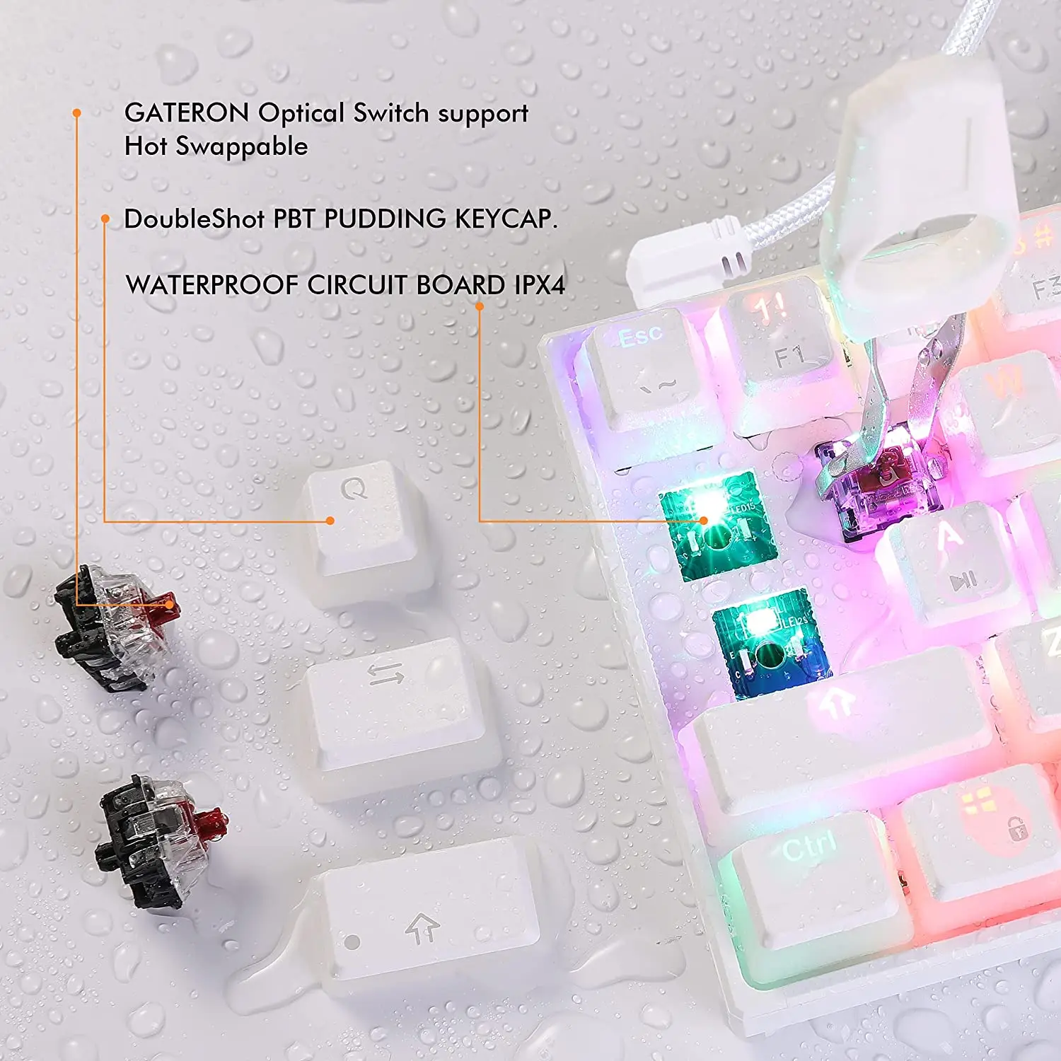 USB-C wired Mechanical Gaming Keyboard RTK61 60% with PBT Pudding Keycap RGB Backlit Hot Swappable Switch Mechanical Keyboard enlarge