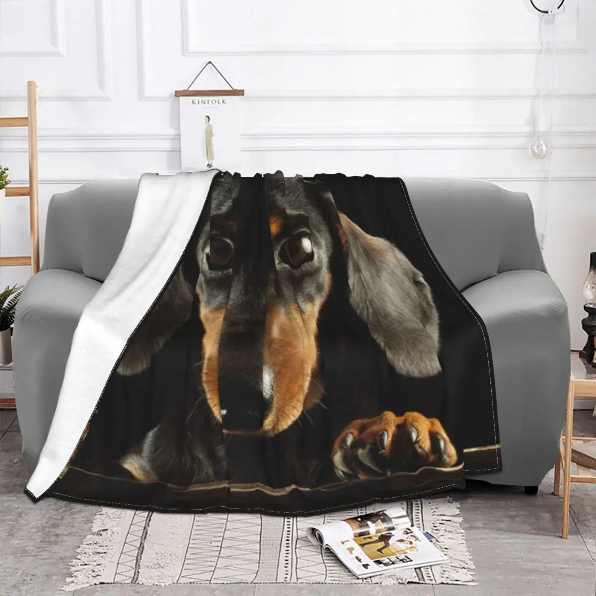 

Флисовое одеяло с фотографией таксы и собаки, многофункциональное легкое тонкое покрывало для домашних животных, машины для кровати, Осень-...