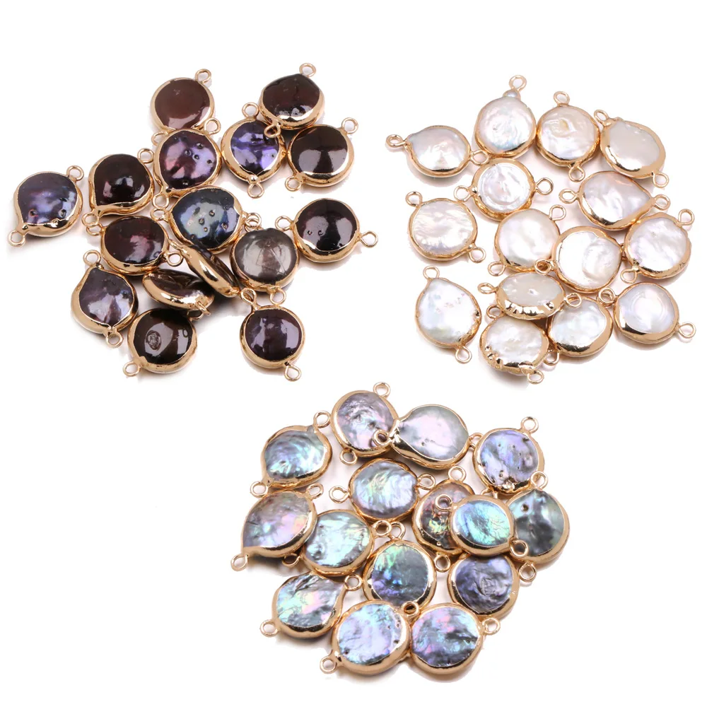 

Elliptical Double Hole Connector Charms Natural Freshwater Pearl Pendant For Jewelry Making DIY Earrings Necklaces Accessories