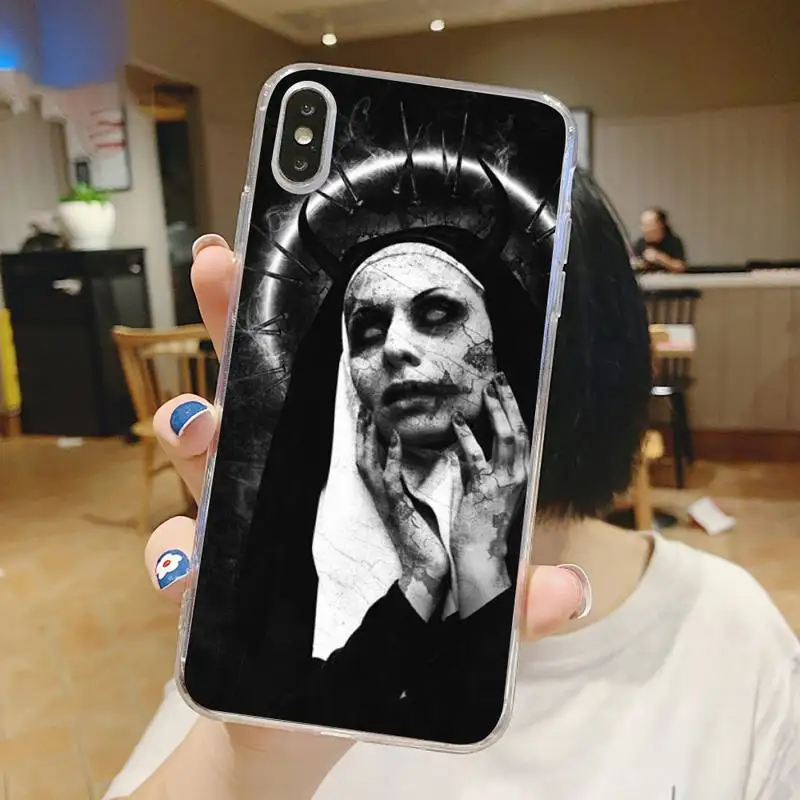 

Sexy Sister Nun pattern Phone Case Transparent for iPhone 6 7 8 11 12 s mini pro X XS XR MAX Plus