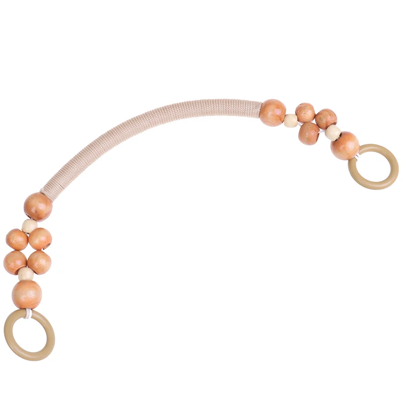 Fast Shipping 46cm Wood Purse Handle DIY Replacement Wood Plastic Bead Rope Bag Strap Handle Shoulder Belt for Handbag