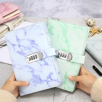 password notebook marble texture personal diary with lock code 100 sheets thicken notepad leather office school stationery gift