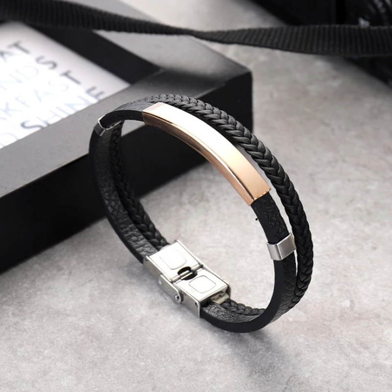 Новинка модный Плетеный Черный Браслет JOINBEAUTY из искусственной кожи Простые