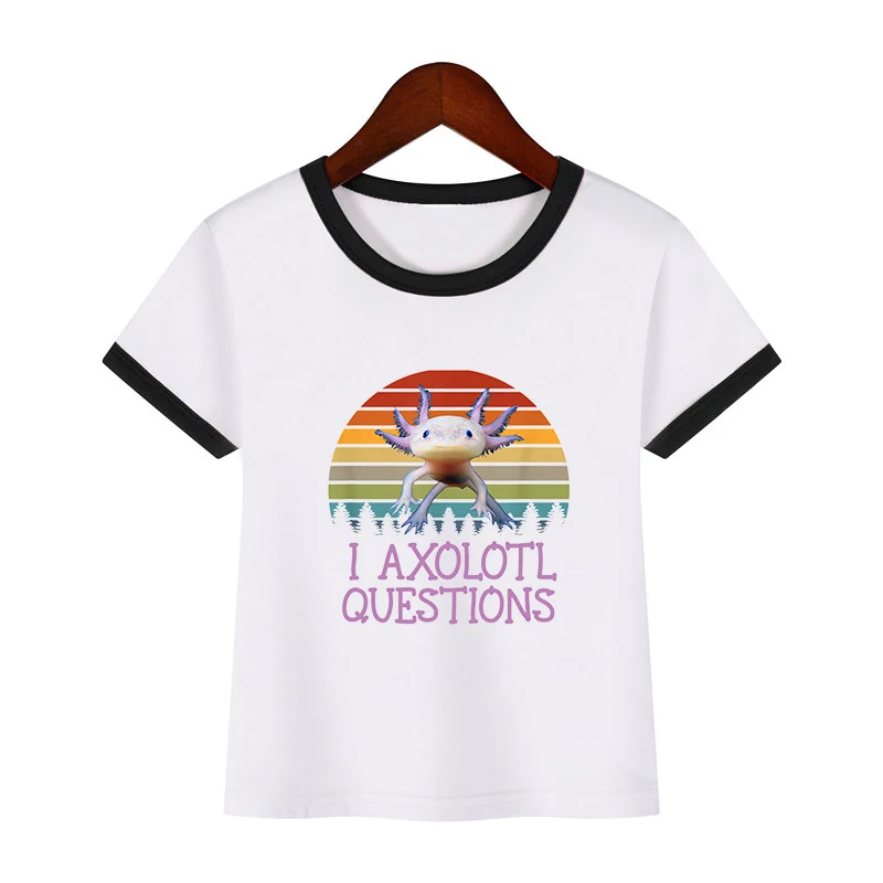 

You Axolotl Questions Animal Child Tshirt Cute Print Short Sleeve T shirt Kawaii Kids Cartoon Tees Harajuku Top Fashion Clothing