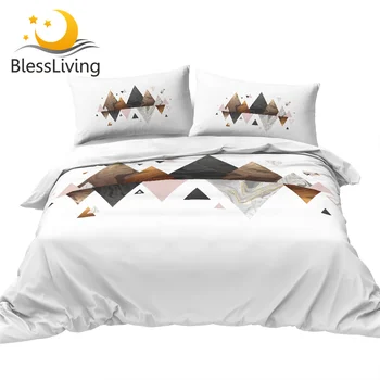 BlessLiving Nordic Bedding Set King Geometric Comforter Cover Gold Marble Luxury Bed Set Trendy White Quilt Cover Dropshipping 1