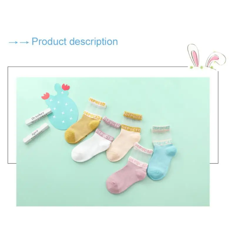 5 pares de medias de cristal en diferentes colores, para ni&ntilde;as, primavera, verano y oto&ntilde;o-5